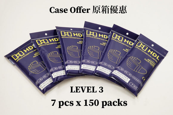 【CASE OFFER 原箱優惠】Medical Face Mask, ASTM Level 3, FDA & CE (Adult, Individual Pack 7 pcs x 150 packs) 平均 $5/包