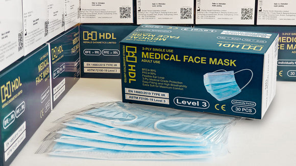 【CASE OFFER 原箱優惠】Medical Face Mask (Adult, Individual Pack 30 pcs x 40 boxes), ASTM Level 3, FDA & CE  (平均 $20/盒)
